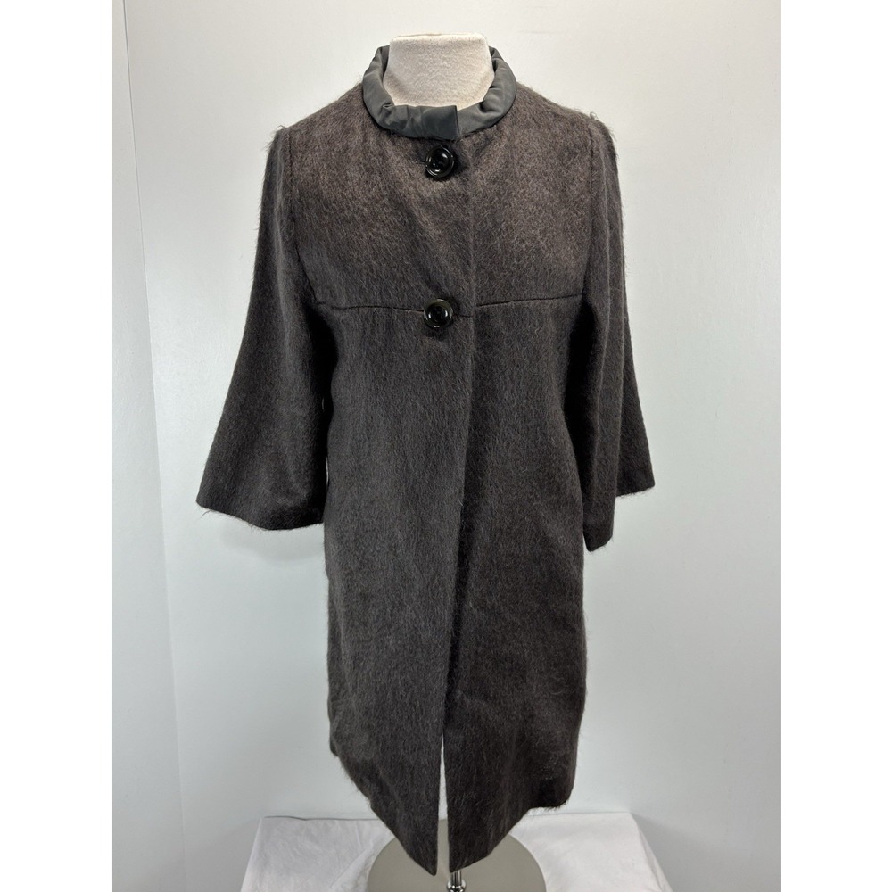 Dorothee Schumacher Mohair Silk Sweater Jacket Womens S Gray Mid Length Designer